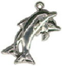 Dolphins Jumping Together Sterling Silver Charm Pendant