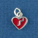 Heart Broken from Love with Red Enamel Sterling Silver Charm Pendant