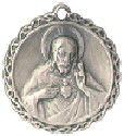 Religious Christian Jesus Sacred Heart Medal Sterling Silver Charm Pendant