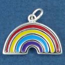 Rainbow with Multi Color Enamel Sterling Silver Charm Pendant