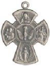 Cross Four Way Scapula Medal Sterling Silver Charm Pendant