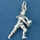 Volleyball, Girl Player 3D Sterling Silver Charm Pendant
