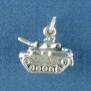 Military Army Tank 3D Sterling Silver Charm Pendant
