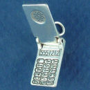 Telephone: Cellular Flip Phone Moveable 3D Sterling Silver Charm Pendant