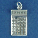 School Calculator Child's 3D Sterling Silver Charm for Charm Bracelet or Necklace