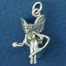Fairy with Star Magic Wand 3D Sterling Silver Charm Pendant