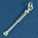 Horse Riding Crop Small 3D Sterling Silver Charm Pendant