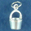Horse Watering Bucket Small 3D Sterling Silver Charm Pendant