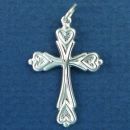 Cross with Heart Accents on the Tips Sterling Silver Charm Pendants