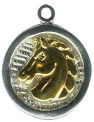 Horse in Round Disk with Gold Ascent Sterling Silver Charm