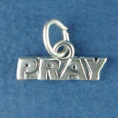 Religious Christian Word Phase Charm Pray Sterling Silver Message Pendant