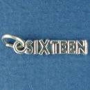Sixteen Birthday Word Phase Message Sterling Silver Charm Pendant