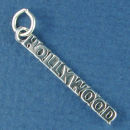 Hollywood Word Charm and Message Phrase Sterling Silver Charm for Charm Bracelet