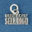 Buy Low Sell High Word Phrase Sterling Silver Message Charm Pendant