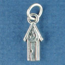Outhouse with Moon and Star Design Sterling Silver Charm Pendant