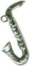 Music: Saxophone Medium 3D Sterling Silver Charm Pendant