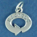 Recycle Word Charm and Message Phrase Sterling Silver Charm for Charm Bracelet