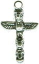 Indian Totem Pole 3D Sterling Silver Indian Charm Pendant