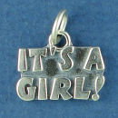 It's A Girl! Word Phase Sterling Silver Charm Message Pendant