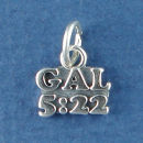Religious Christian Gal 5:22 Word Phrase Sterling Silver Charm Pendant