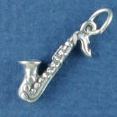 Music: Saxophone 3D Sterling Silver Charm Pendant