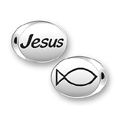 Inspiration Message Word Beads: Jesus with Christian Fish Ichthus Sterling Silver Charm