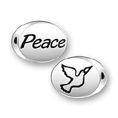 Inspiration Message Word Beads: Peace with Dove Sterling Silver Charm