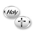 Inspiration Message Word Beads: Holy with Cross Sterling Silver Charm