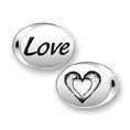 Inspiration Message Word Beads: Love with Heart Sterling Silver Charm
