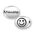 Inspiration Message Word Beads: Friendship with Smiley Face Design Sterling Silver Charm