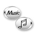 Inspiration Message Word Beads: Music with Note Design Sterling Silver Charm