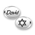 Inspiration Message Word Beads: David with Star of David Design Sterling Silver Charm
