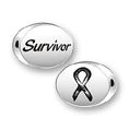 Inspiration Message Word Beads: Survivor with Awareness Ribbon Design Sterling Silver Charm