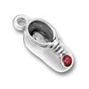 Baby Shoe Birthstone for January with Siam Crystal Sterling Silver Charm Pendant