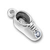 Baby Shoe Birthstone for April with Diamond Crystal Sterling Silver Charm Pendant