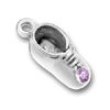 Baby Shoe Birthstone for June with Light Amethyst Crystal Sterling Silver Charm Pendant