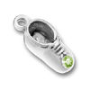Baby Shoe Birthstone for August with Peridot Crystal Sterling Silver Charm Pendant