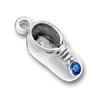 Baby Shoe Birthstone for September with Sapphire Crystal Sterling Silver Charm Pendant