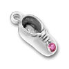 Baby Shoe Birthstone for October with Rose Crystal Sterling Silver Charm Pendant
