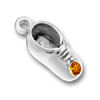 Baby Shoe Birthstone for November with Topaz Crystal Sterling Silver Charm Pendant