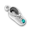 Baby Shoe Birthstone for December with Blue Zircon Crystal Sterling Silver Charm Pendant