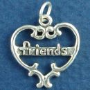 Heart with Word Phrase Friends Sterling Silver Charm Pendant