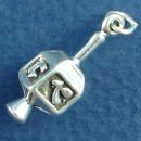 Jewish Dredel Game Toy 3D Sterling Silver Charm Pendant