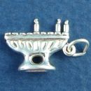 Jewish Menorah Candles 3D Sterling Silver Charm Pendant