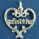 Heart With Word Phrase Faith Sterling Silver Charm Pendant