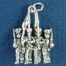 Color Guard with Flag 3D Sterling Silver Charm Pendant