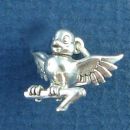 Sparrow Bird Perched on a Branch 3D Sterling Silver Charm Pendant