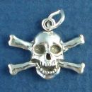 Skull and Crossed Bones Sterling Silver Charm Pendant
