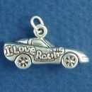 Race Car "I Love Racing" Sterling Silver Charm Pendant