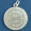 Hobby Dart Board 3D Sterling Silver Charm Pendant